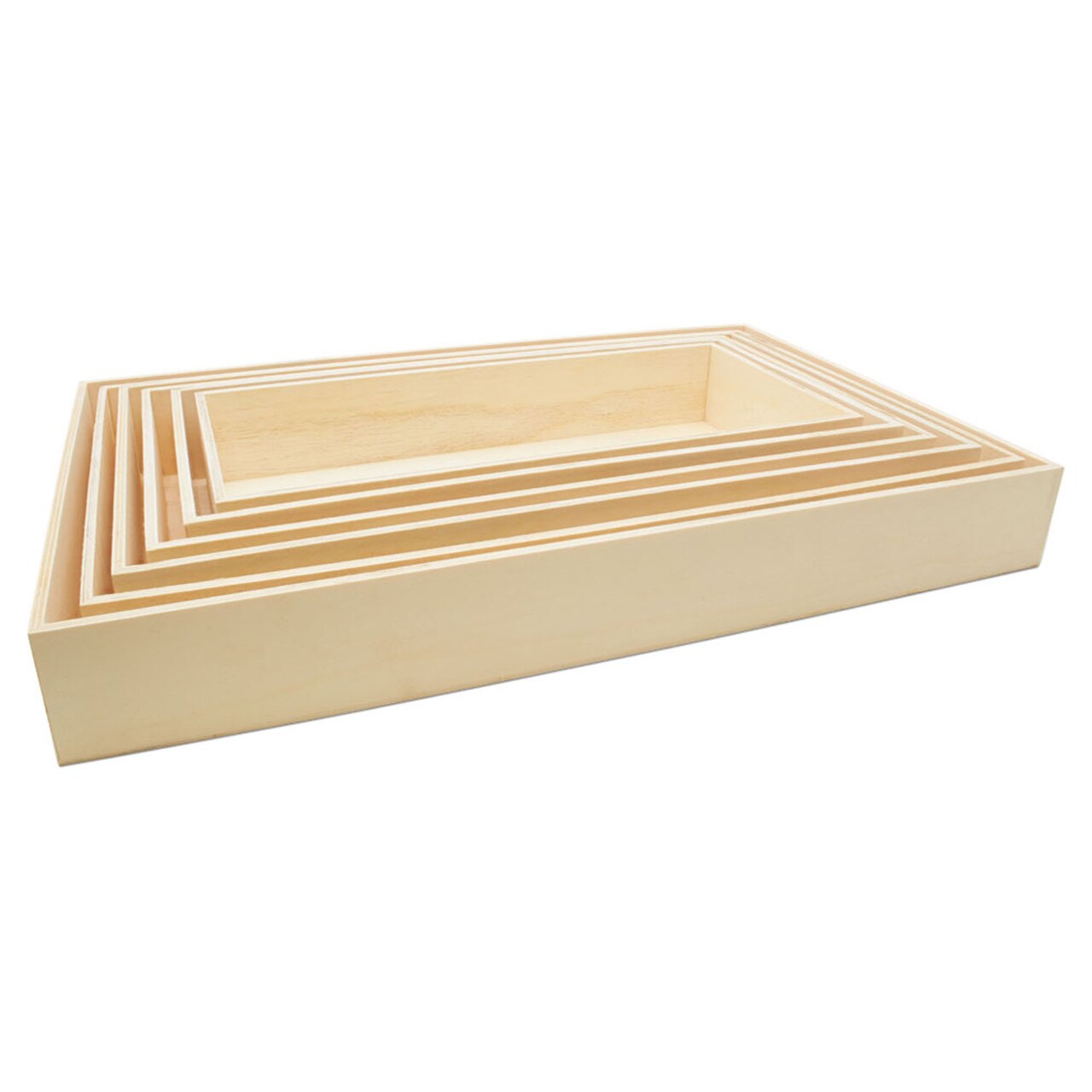 Unfinished Wood Nesting Trays, with Handles and without Handles, 6-set, Crafts & Home | Woodpeckers
